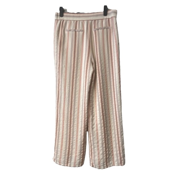 PAIGE Cream stripe lined pull on Pants Size M in Ecru Multi, pockets - Picture 4 of 9